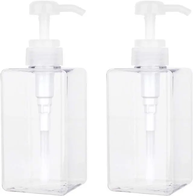 Main image of Plastic Pump Bottle Refillable Lotion Soap Dispenser 15oz Clear 2 Pack | Sturdy, BPA-Free, Leak Proof, Empty Liquid Container for Dish Hand Soap, Body Wash, Shampoo, Kitchen Bathroom Decor