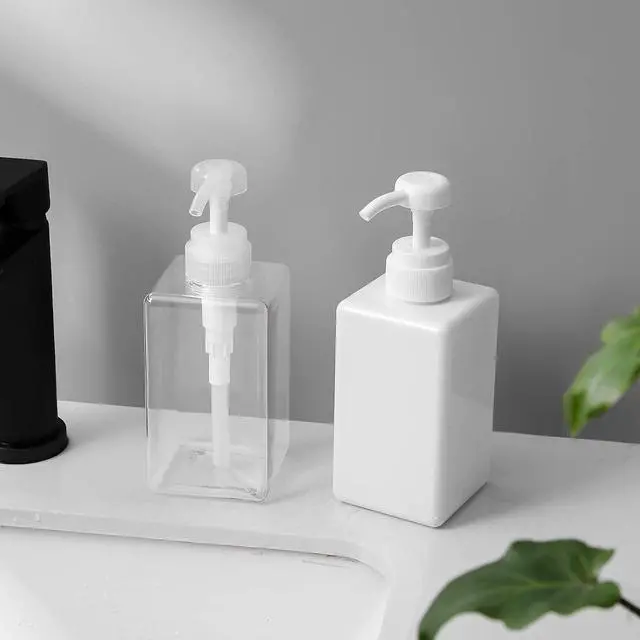Alt view image 4 of 7 - Plastic Pump Bottle Refillable Lotion Soap Dispenser 15oz White 2 Pack | Sturdy, BPA-Free, Leak Proof, Empty Liquid Container for Dish Hand Soap, Body Wash, Shampoo, Kitchen Bathroom Decor