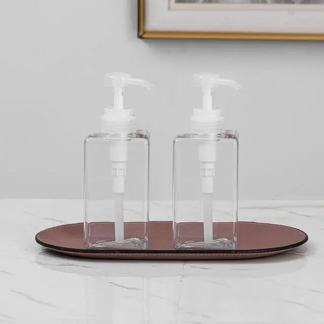 Alt view image 4 of 6 - Plastic Pump Bottle Refillable Lotion Soap Dispenser 15oz Clear 2 Pack | Sturdy, BPA-Free, Leak Proof, Empty Liquid Container for Dish Hand Soap, Body Wash, Shampoo, Kitchen Bathroom Decor