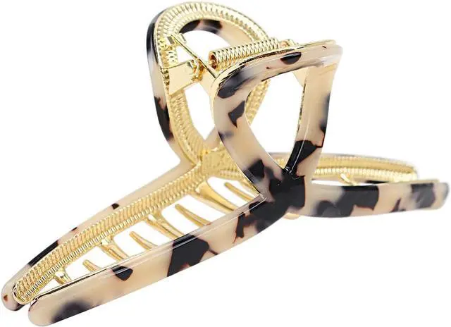 Main image of Big Hair Claw Clips Butterfly Hair Clips for Women 4.7" Large Acetate Metal Hair Claw Clip for Girls Hair Accessories for Long Thick Hair (Light leopard)