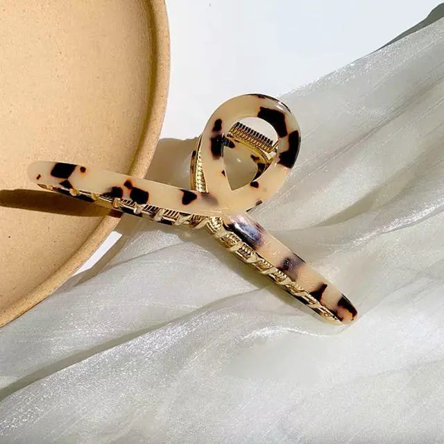 Alt view image 2 of 7 - Big Hair Claw Clips Butterfly Hair Clips for Women 4.7" Large Acetate Metal Hair Claw Clip for Girls Hair Accessories for Long Thick Hair (Light leopard)