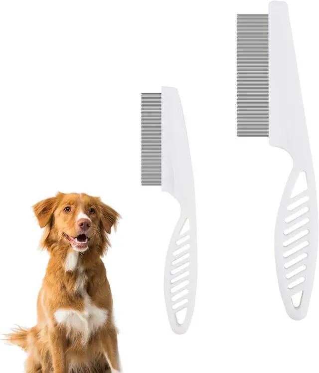 Main image of NQEUEPN 2-in-1 Multifunctional Pet Hair Comb, Stainless Steel & ABS, 2 Packs, for Grooming & Dehairing, Cat & Dog Comb