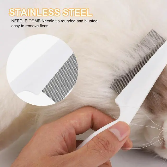 Alt view image 6 of 7 - NQEUEPN 2-in-1 Multifunctional Pet Hair Comb, Stainless Steel & ABS, 2 Packs, for Grooming & Dehairing, Cat & Dog Comb