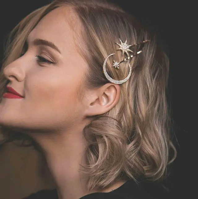 Alt view image 3 of 7 - BARTOSI Moon Star Hair Clips Gold Stars Hair pins Crystal Celestial Hair Accessories for Women and Girls (Pack of 3)
