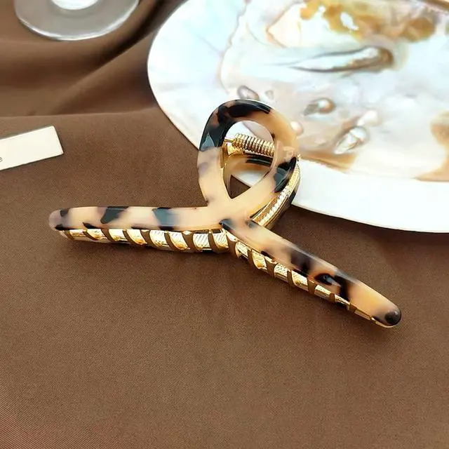 Alt view image 7 of 7 - Big Hair Claw Clips Butterfly Hair Clips for Women 4.7" Large Acetate Metal Hair Claw Clip for Girls Hair Accessories for Long Thick Hair (Light leopard)