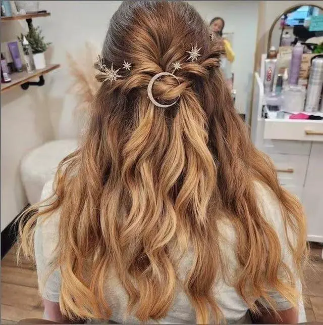 Alt view image 7 of 7 - BARTOSI Moon Star Hair Clips Gold Stars Hair pins Crystal Celestial Hair Accessories for Women and Girls (Pack of 3)