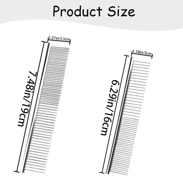 Alt view image 2 of 7 - 4 PCS Stainless-Steel Comb Dog Combs for Knots, Mats & Loose Hair Removal - Effective Dematting Tool, Comfortable, Lightweight, Portable & Safe for Dogs, Cats & Pets