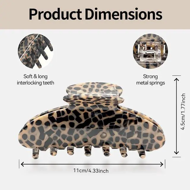 Alt view image 3 of 7 - YIERSO Large Hair Claws Clips for Women, 4.33"Acetate Strong Hold Non-Slip | Jumbo Claw Stylish Hair Accessories for Thick/Nomal/Thin Curly Hair, 2Pack