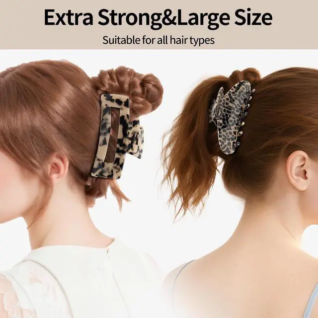 Alt view image 5 of 7 - YIERSO Large Hair Claws Clips for Women, 4.33"Acetate Strong Hold Non-Slip | Jumbo Claw Stylish Hair Accessories for Thick/Nomal/Thin Curly Hair, 2Pack