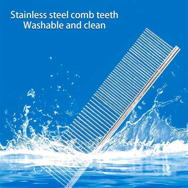 Alt view image 6 of 7 - 4 PCS Stainless-Steel Comb Dog Combs for Knots, Mats & Loose Hair Removal - Effective Dematting Tool, Comfortable, Lightweight, Portable & Safe for Dogs, Cats & Pets