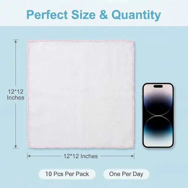 Alt view image 2 of 7 - Soft Face Muslin Cloths Pure Cotton Facial Cleansing Cloths Reusable Polishing Cleanser- Pack 10 (Pink Edge)
