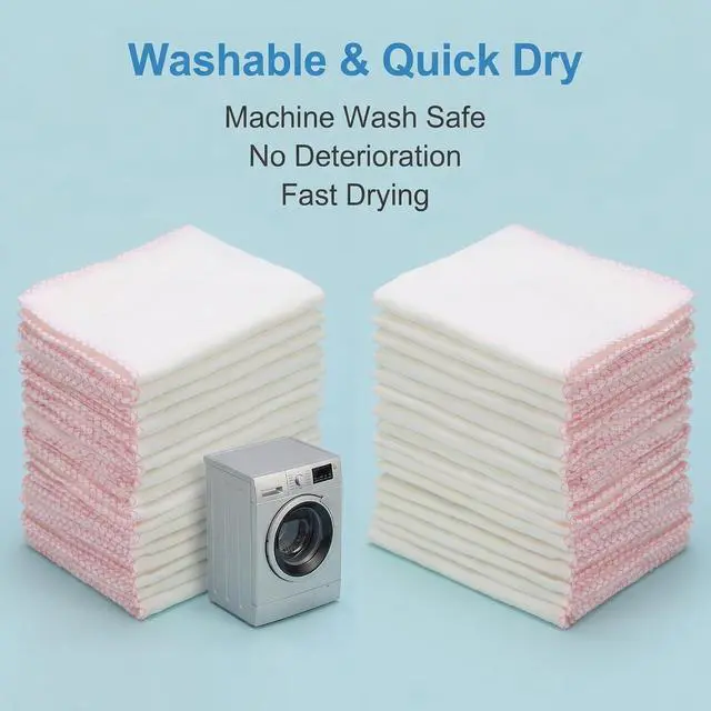 Alt view image 5 of 7 - Soft Face Muslin Cloths Pure Cotton Facial Cleansing Cloths Reusable Polishing Cleanser- Pack 10 (Pink Edge)
