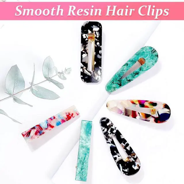 Alt view image 4 of 7 - 30 Pcs Acrylic Resin Barrettes, Cridoz Barrettes and Pearl Hair Clips for Women, Banges Hair Accessories