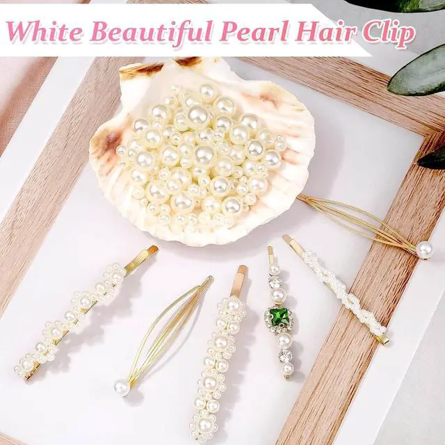 Alt view image 5 of 7 - 30 Pcs Acrylic Resin Barrettes, Cridoz Barrettes and Pearl Hair Clips for Women, Banges Hair Accessories