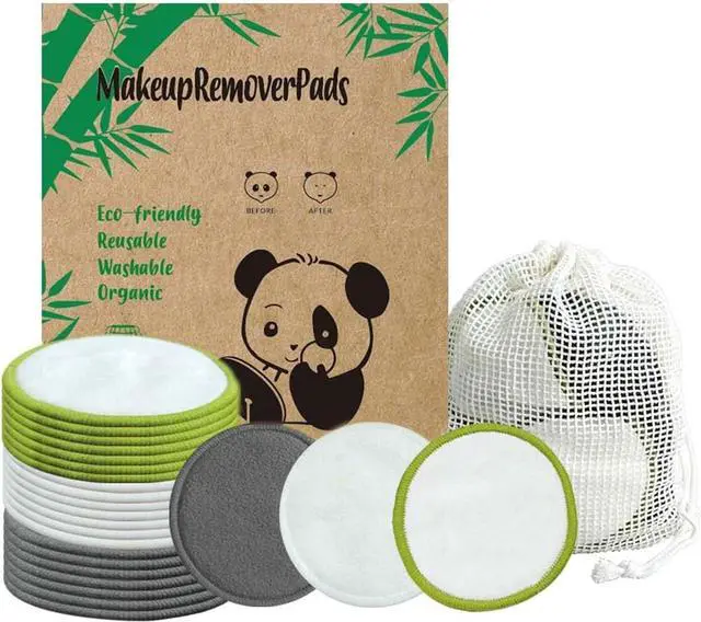 Main image of 28 Pack Reusable Makeup Remover Face Pads with Laundry Bag Washable Soft and Comfortable Cleaning Face Skin,Washable Bamboo Cotton Rounds Multicolour