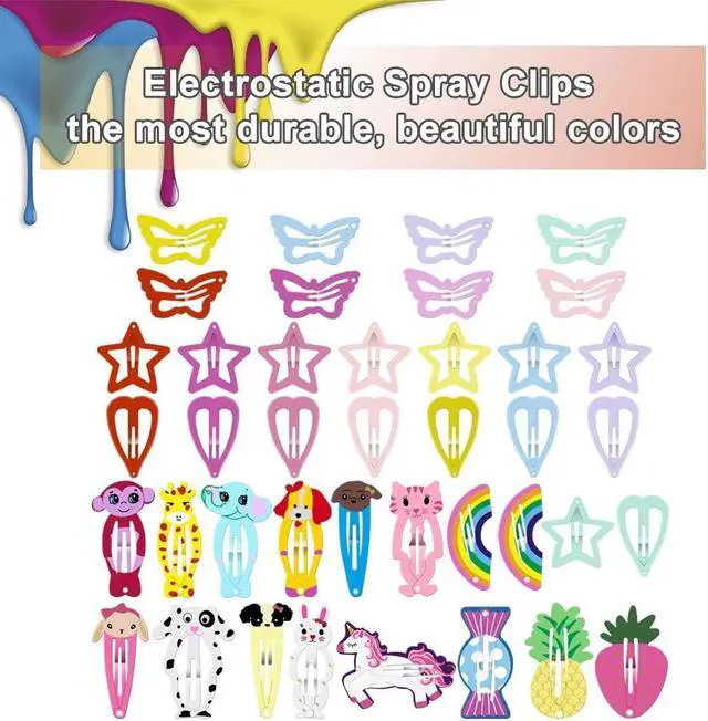 Alt view image 5 of 6 - ECADY Hair Clips Colorful Hair Barrette Metal Cute Snap Hair Clips for Girls, Toddlers, Kids - 2 inch, 100pcs