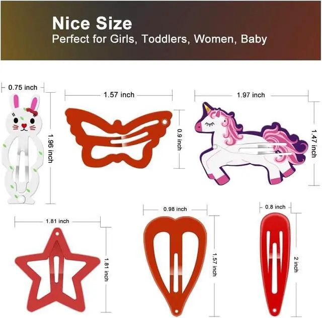 Alt view image 6 of 6 - ECADY Hair Clips Colorful Hair Barrette Metal Cute Snap Hair Clips for Girls, Toddlers, Kids - 2 inch, 100pcs