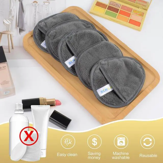 Alt view image 3 of 7 - SINLAND Reusable Makeup Remover Pads Grey 6 Pack | Reusable Microfiber Gentle Facial Cleansing Cloths,Soft Makeup Remover cloth With Laundry Bag,for All Skin Types Friendly