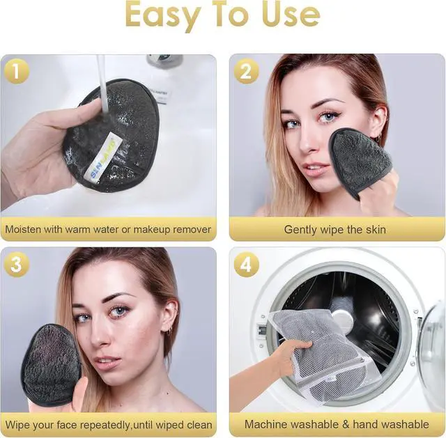 Alt view image 4 of 7 - SINLAND Reusable Makeup Remover Pads Grey 6 Pack | Reusable Microfiber Gentle Facial Cleansing Cloths,Soft Makeup Remover cloth With Laundry Bag,for All Skin Types Friendly