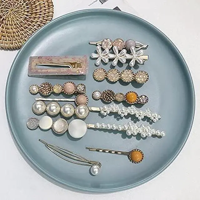 Alt view image 2 of 5 - Mehayi 20 PCS Pearls Hair Clips Fashion Korean Style Acrylic ResinHairpins / Barrettes for Women and Ladies Girls Headwear Styling Tools Hair Accessories Bobby Pins
