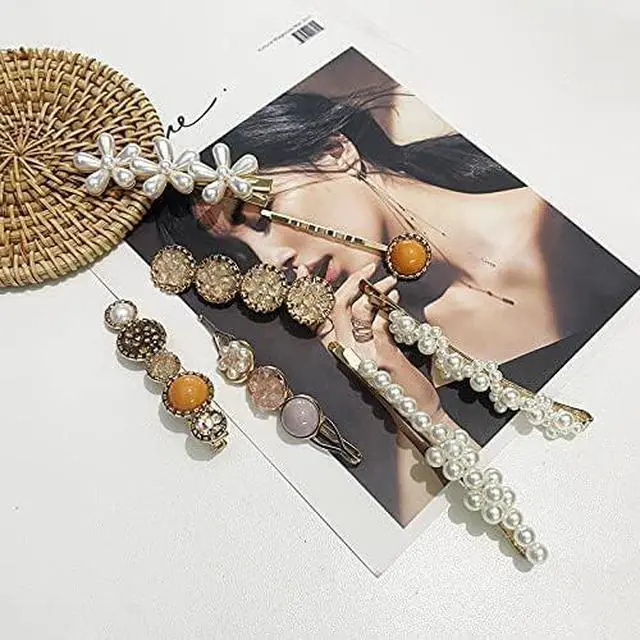 Alt view image 4 of 5 - Mehayi 20 PCS Pearls Hair Clips Fashion Korean Style Acrylic ResinHairpins / Barrettes for Women and Ladies Girls Headwear Styling Tools Hair Accessories Bobby Pins