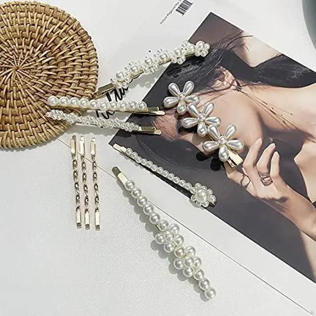 Alt view image 5 of 5 - Mehayi 20 PCS Pearls Hair Clips Fashion Korean Style Acrylic ResinHairpins / Barrettes for Women and Ladies Girls Headwear Styling Tools Hair Accessories Bobby Pins