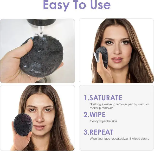 Alt view image 4 of 7 - SUNLAND Reusable Makeup Remover Pads for Face,Eyes,Lips Microfiber Face Cleansing Gloves Washable Makeup Remover Cloth with Laundry Bag Rounds Pads