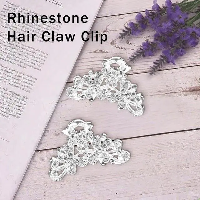 Alt view image 6 of 6 - 2 PCS Rhinestone Hair Claw Clips for Women, Fancy Sparkly Crystal Bling Silver Hairpin Fashion Glitter Diamond Vintage Bride Hair Accessories for Wedding Party Dance Prom Date(Classic)