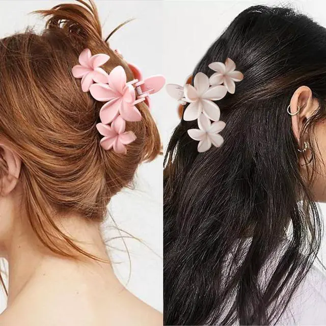Alt view image 2 of 7 - Ahoney 6PCS Flower Hair Claw Clips for Women Thick Beach Hair Accessories | Big Flower Claw Clip Strong Hold Nonslip, Hawaiian Hibiscus Cute Hair Clips Beach Outfits for Women Girls