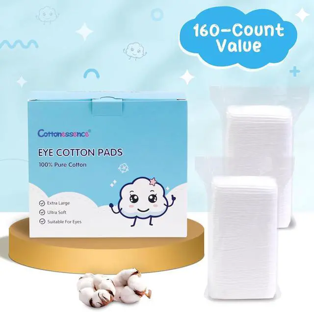 Alt view image 5 of 7 - Cottonessence Eye Cotton Pads (160-Count) - 100% Pure Cotton, Lint-Free, Soft-Edged Design, Extra Large, Suitable for Eyes, Apply Toner, Remove Makeup, Spot Cleanse, Remove Nail Polish