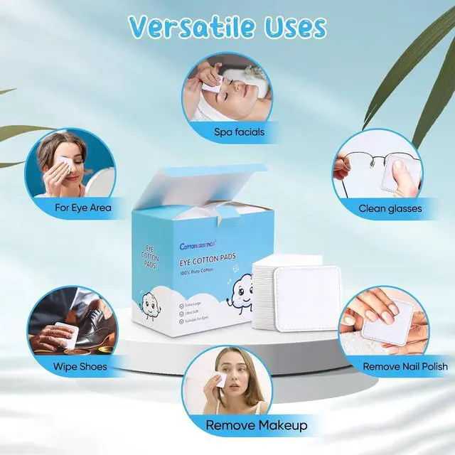 Alt view image 7 of 7 - Cottonessence Eye Cotton Pads (160-Count) - 100% Pure Cotton, Lint-Free, Soft-Edged Design, Extra Large, Suitable for Eyes, Apply Toner, Remove Makeup, Spot Cleanse, Remove Nail Polish