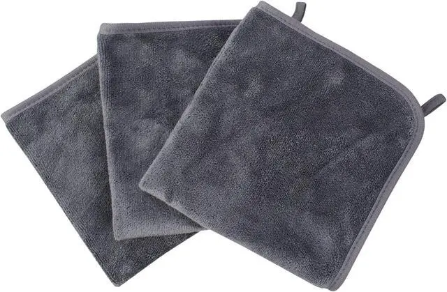 Main image of KinHwa Reusable Microfiber Face Towels Makeup Remover Cloths Quick Dry Soft | Facial Washcloths Gentle for Sensitive Skin Reusable Alternative to Disposable Face Wipes 3 Pack Gray
