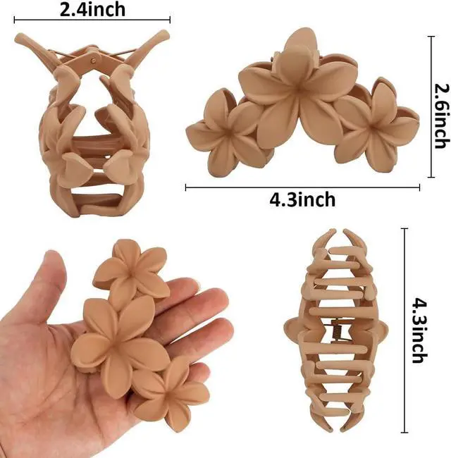 Alt view image 4 of 7 - Ahoney 6PCS Flower Hair Claw Clips for Women Thick Beach Hair Accessories | Big Flower Claw Clip Strong Hold Nonslip, Hawaiian Hibiscus Cute Hair Clips Beach Outfits for Women Girls