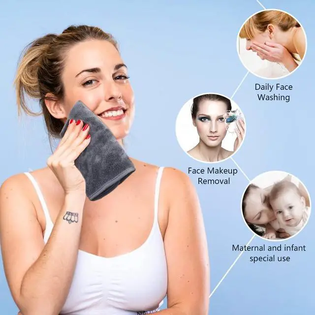 Alt view image 6 of 7 - KinHwa Reusable Microfiber Face Towels Makeup Remover Cloths Quick Dry Soft | Facial Washcloths Gentle for Sensitive Skin Reusable Alternative to Disposable Face Wipes 3 Pack Gray
