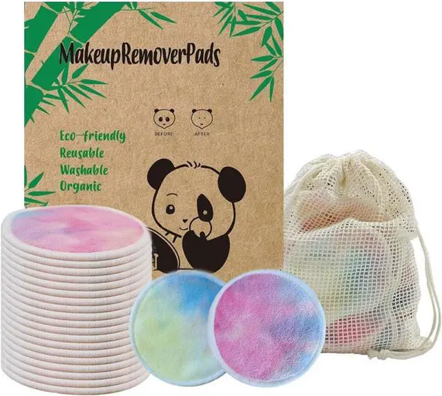 Main image of 28 Pack Reusable Makeup Remover Face Pads with Laundry Bag Washable Soft and Comfortable Cleaning Face Skin,Washable Bamboo Cotton Rounds Colorful