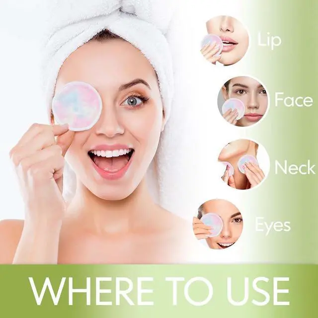 Alt view image 3 of 7 - 28 Pack Reusable Makeup Remover Face Pads with Laundry Bag Washable Soft and Comfortable Cleaning Face Skin,Washable Bamboo Cotton Rounds Colorful