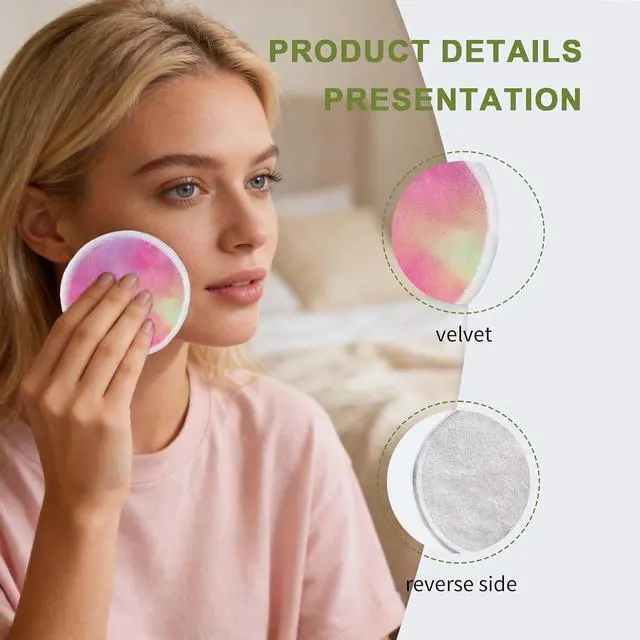 Alt view image 7 of 7 - 28 Pack Reusable Makeup Remover Face Pads with Laundry Bag Washable Soft and Comfortable Cleaning Face Skin,Washable Bamboo Cotton Rounds Colorful