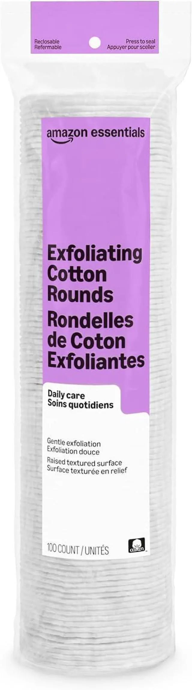 Main image of Amazon Essentials Exfoliating Cotton Rounds, 100 Count (Pack of 1) (Previously Amazon Basics)