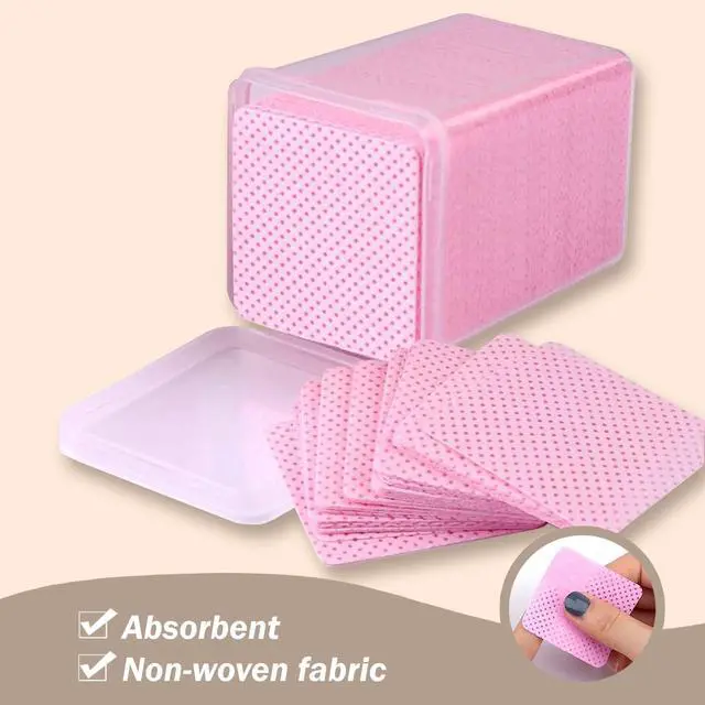 Alt view image 5 of 7 - KINGMAS 600Pcs Lint Free Nail Wipes, Nail Polish Remover Cleaning Pads | Non-Woven Fabric Lash Extensions Glue Cleaning Wipes Salon Supplies (Pink, Blue, Purple)