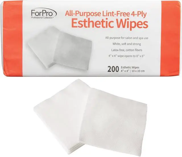 Main image of ForPro Professional Collection All-Purpose Lint-Free 4-Ply Esthetic Wipes, Non-Woven, For Salon and Spa Use, Soft, Strong and Durable, Latex-Free, 4" x 4", 200-Count