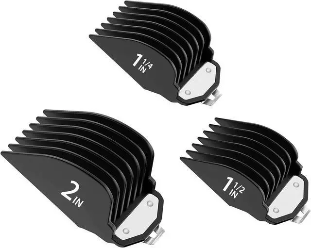 Main image of Clipper Guards for Wahl, 3PCS 10 12 16 with Metal Clip, Black | Hair Clipper Attachments, 3 Cutting Lengths 1.25/1.5/2 inch, Premium Large Trimmer Combs Fits Most Full Size Wahl Clippers