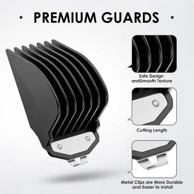 Alt view image 2 of 7 - Clipper Guards for Wahl, 3PCS 10 12 16 with Metal Clip, Black | Hair Clipper Attachments, 3 Cutting Lengths 1.25/1.5/2 inch, Premium Large Trimmer Combs Fits Most Full Size Wahl Clippers