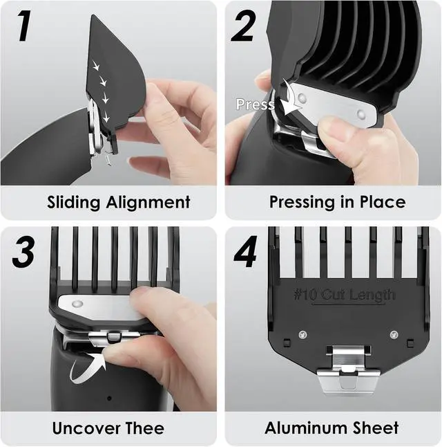 Alt view image 4 of 7 - Clipper Guards for Wahl, 3PCS 10 12 16 with Metal Clip, Black | Hair Clipper Attachments, 3 Cutting Lengths 1.25/1.5/2 inch, Premium Large Trimmer Combs Fits Most Full Size Wahl Clippers