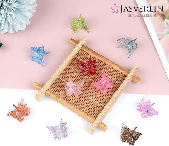 Alt view image 6 of 7 - JASVERLIN Glitter Butterfly Hair Claw Clips, Y2K Hair Accessories 50 Pcs | 10 Colors Sparkly Mini Y2K Clips for Women Parties, Festivals and Everyday Styling Secure Claw Design