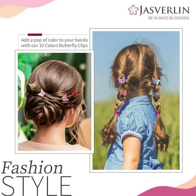 Alt view image 5 of 7 - JASVERLIN Glitter Butterfly Hair Claw Clips, Y2K Hair Accessories 50 Pcs | 10 Colors Sparkly Mini Y2K Clips for Women Parties, Festivals and Everyday Styling Secure Claw Design
