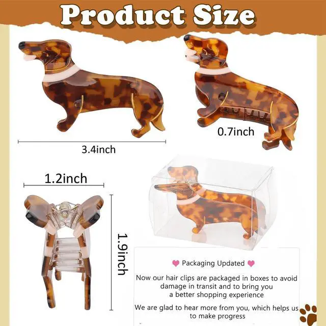Alt view image 3 of 7 - Dachshund Gifts for Women, Small Acetate Animal Dachshund Dog Hair Clips | Puppy Lovers Gifts, Cute Pet Hair Accessories Stocking Stuffers for Christmas Birthday Thanksgiving Halloween