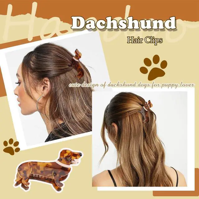 Alt view image 4 of 7 - Dachshund Gifts for Women, Small Acetate Animal Dachshund Dog Hair Clips | Puppy Lovers Gifts, Cute Pet Hair Accessories Stocking Stuffers for Christmas Birthday Thanksgiving Halloween