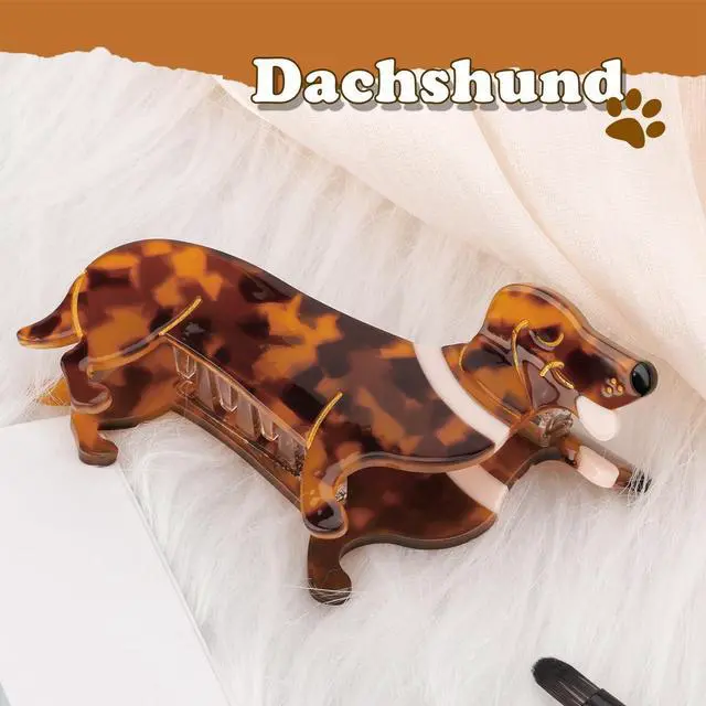 Alt view image 6 of 7 - Dachshund Gifts for Women, Small Acetate Animal Dachshund Dog Hair Clips | Puppy Lovers Gifts, Cute Pet Hair Accessories Stocking Stuffers for Christmas Birthday Thanksgiving Halloween
