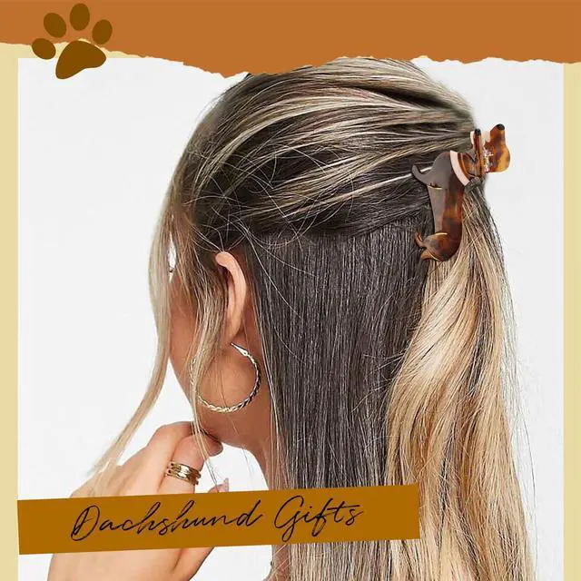 Alt view image 7 of 7 - Dachshund Gifts for Women, Small Acetate Animal Dachshund Dog Hair Clips | Puppy Lovers Gifts, Cute Pet Hair Accessories Stocking Stuffers for Christmas Birthday Thanksgiving Halloween