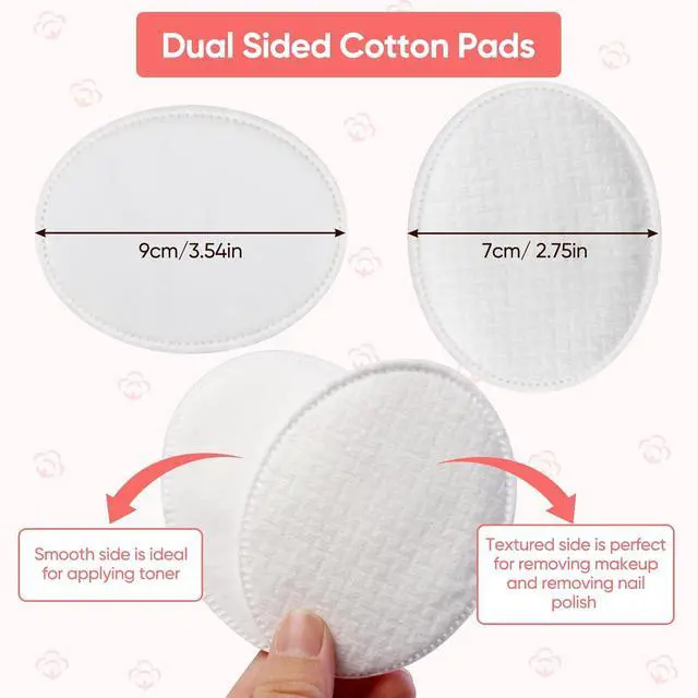 Alt view image 3 of 6 - ICOTLE Large Oval Cotton Pads, 70 Count, 3-Layer, Dual Textured Design, Lint-Free, Ultra-Soft Cotton Oval for All Skin Types Cotton Pads for Makeup Removal, Cleansing, Skin Care etc.